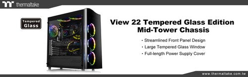 曜越全新電競專用View 22 TG強化玻璃中直立式機殼 獨特流線型設計‧高度擴充性及散熱效能