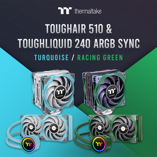 Thermaltake TOUGHLIQUID 240 ARGB Sync All-In-One Liquid Cooler and TOUGHAIR 510 CPU Cooler In Turquoise/Racing Green Colors Are Now Available for Purchase New-colored models for AIO liquid coolers and air coolers