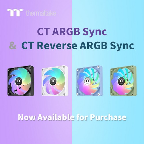 Thermaltake Expands the CT ARGB Sync PC Cooling Fans in New Colors and the Reversed Blades Version  Now Ready for Purchase