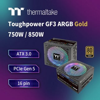 Thermaltake Unveils the GF3 ARGB 750W/850W Gold Power Supply ATX 3.0 PSU with RGB Glow
