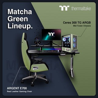 Thermaltake Reveals Matcha Green Lineup: Ceres 300 TG ARGB Mid Tower Chassis & ARGENT E700 Real Leather Gaming Chair Now Available for Purchase