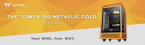 Thermaltake Discloses The Tower 100 Mini Chassis in Metallic Gold A New Member Added to the Multicolored Series Products