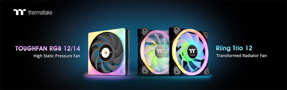 Thermaltake выпускает вентиляторы TOUGHFAN RGB 12/14 высокого статического давления и трансформируемые вентиляторы Riing Trio 12 RGB Transform