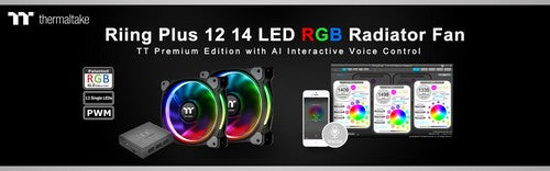 曜越Riing Plus RGB水冷排風扇TT Premium頂級版 全新功能AI人工智慧科技互動式聲控