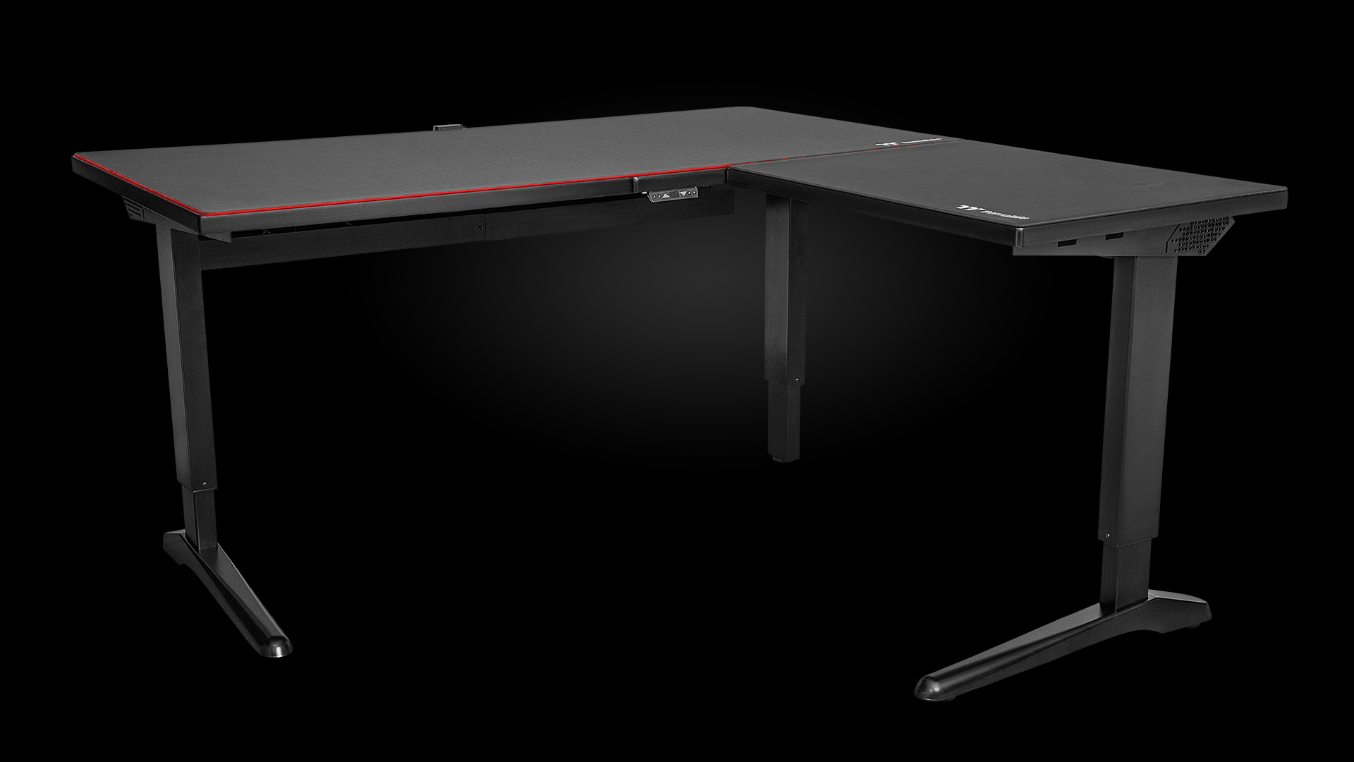 Thermaltake ToughDesk 500L RGB Battlestation Gaming Desk, una mesa gaming  motorizada en forma de L con