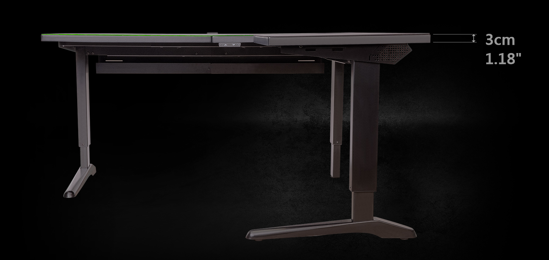 Thermaltake ToughDesk 500L RGB Battlestation Gaming Desk, una mesa gaming  motorizada en forma de L con